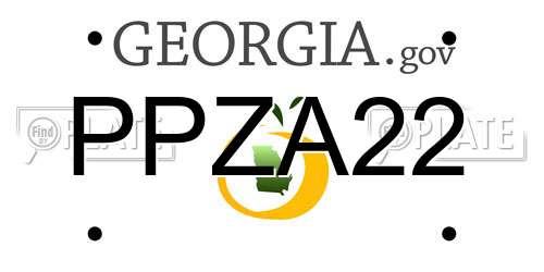 PPZA22 Georgia License Plate