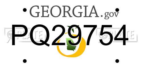 PQ29754 Georgia License Plate