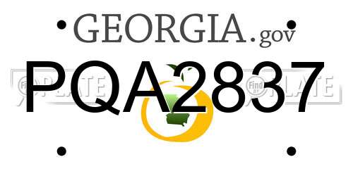 PQA2837 Georgia License Plate