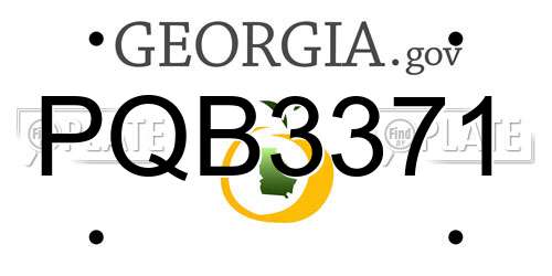 PQB3371 Georgia License Plate