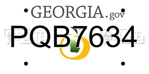 PQB7634 Georgia License Plate