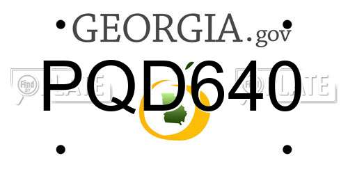 PQD640 Georgia License Plate