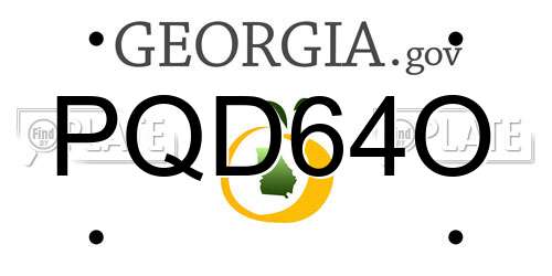PQD64O Georgia License Plate