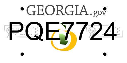 PQE7724 Georgia License Plate