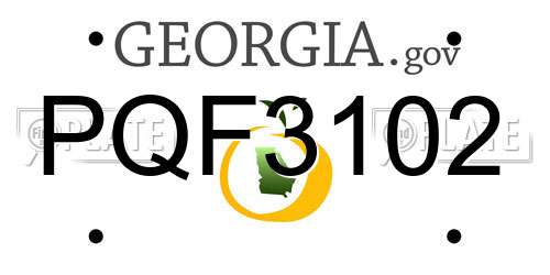 PQF3102 Georgia License Plate