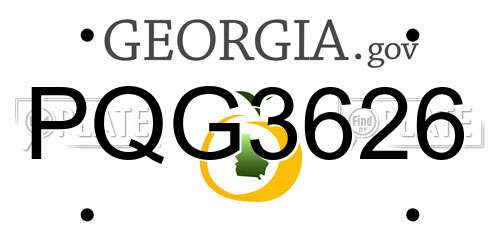 PQG3626 Georgia License Plate