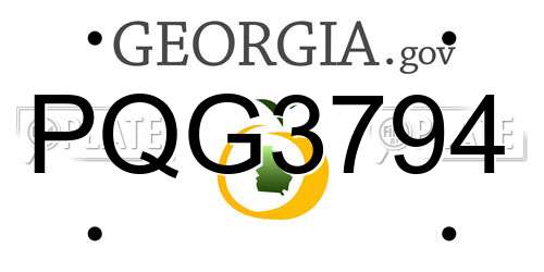 PQG3794 Georgia License Plate