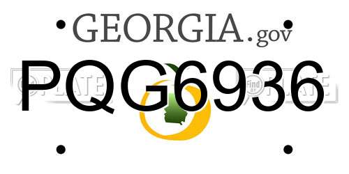 PQG6936 Georgia License Plate