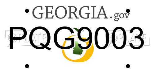 PQG9003 Georgia License Plate