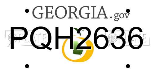 PQH2636 Georgia License Plate