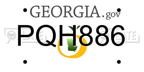 PQH886 Georgia License Plate