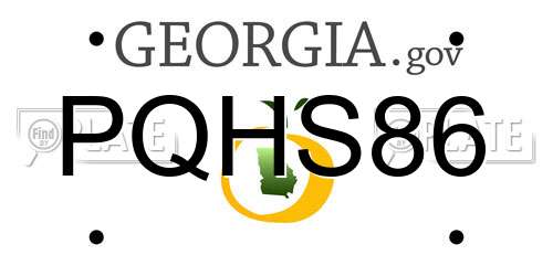 PQHS86 Georgia License Plate