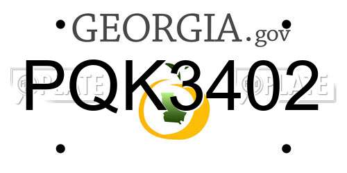 PQK3402 Georgia License Plate