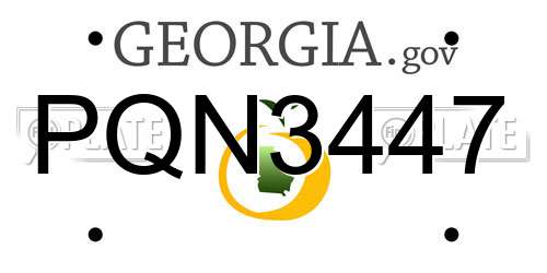 PQN3447 Georgia License Plate