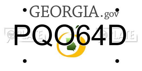 PQO64D Georgia License Plate