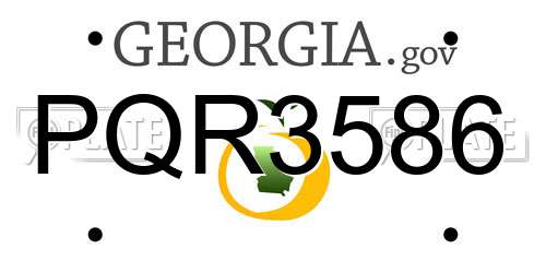 PQR3586 Georgia License Plate