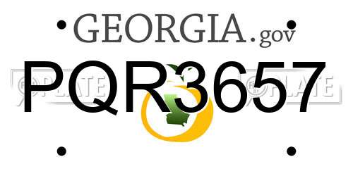 PQR3657 Georgia License Plate