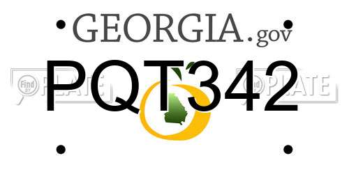 PQT342 Georgia License Plate
