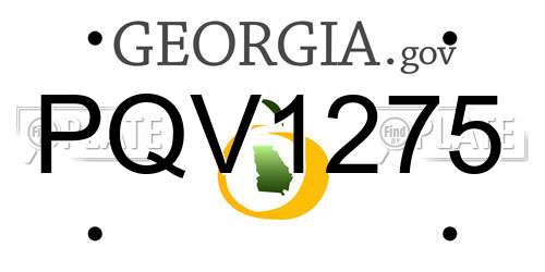 PQV1275 Georgia License Plate