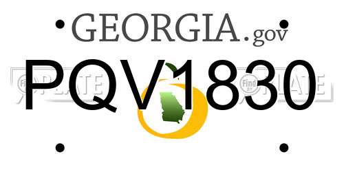 PQV1830 Georgia License Plate