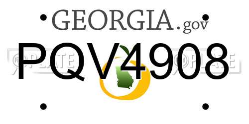 PQV4908 Georgia License Plate