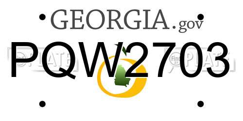 PQW2703 Georgia License Plate