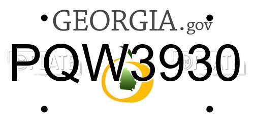 PQW3930 Georgia License Plate