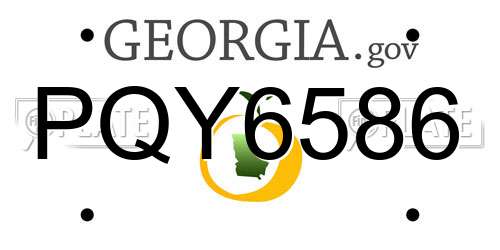 PQY6586 Georgia License Plate