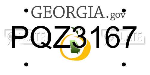 PQZ3167 Georgia License Plate
