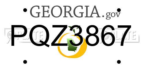 PQZ3867 Georgia License Plate