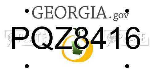 PQZ8416 Georgia License Plate