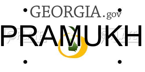 PRAMUKH Georgia License Plate