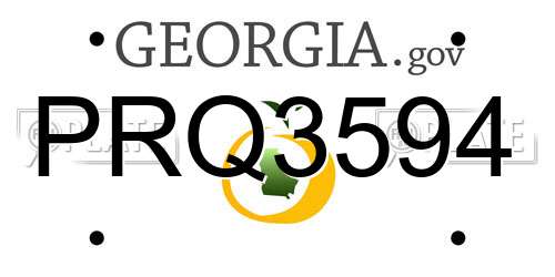 PRQ3594 Georgia License Plate