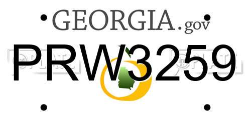 PRW3259 Georgia License Plate