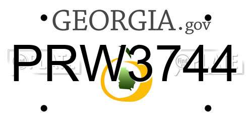 PRW3744 Georgia License Plate