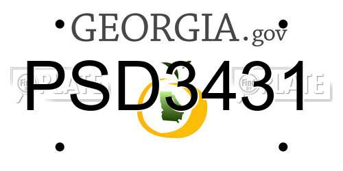 PSD3431 Georgia License Plate
