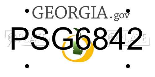 PSG6842 Georgia License Plate