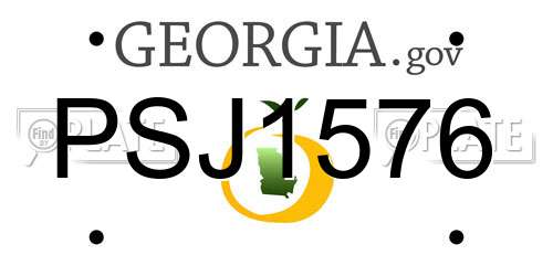 PSJ1576 Georgia License Plate