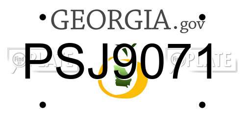 PSJ9071 Georgia License Plate