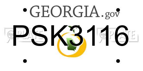 PSK3116 Georgia License Plate