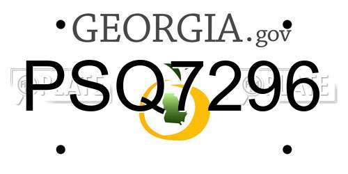 PSQ7296 Georgia License Plate