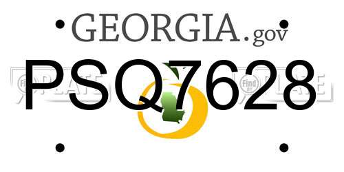 PSQ7628 Georgia License Plate