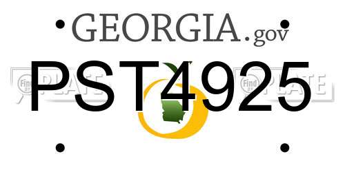 PST4925 Georgia License Plate