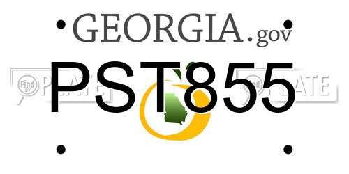 PST855 Georgia License Plate