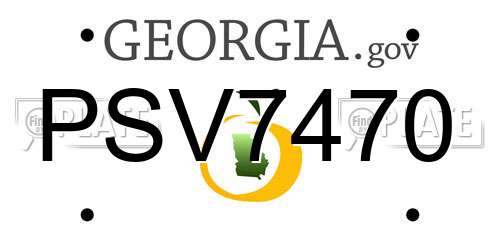 PSV7470 Georgia License Plate