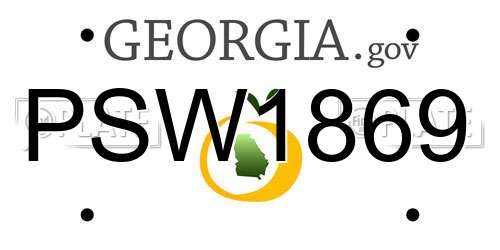 PSW1869 Georgia License Plate