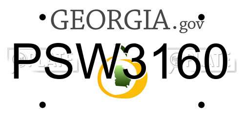 PSW3160 Georgia License Plate