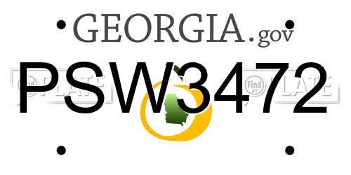 PSW3472 Georgia License Plate