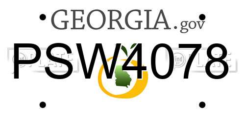 PSW4078 Georgia License Plate