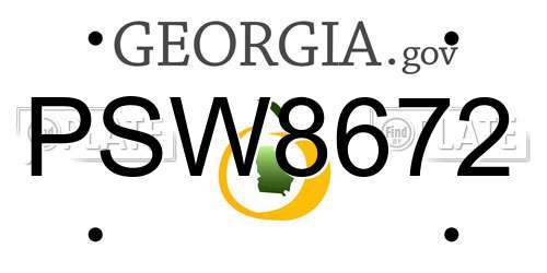 PSW8672 Georgia License Plate